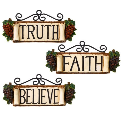 Grasslands Road In Vino Veritas Resin Believe, Truth, Faith Plaque, 6-Inch, Set of 6 Grasslands Road In Vino Veritas Resin Believe, Truth, Faith Plaque, 6-Inch, Set of 6