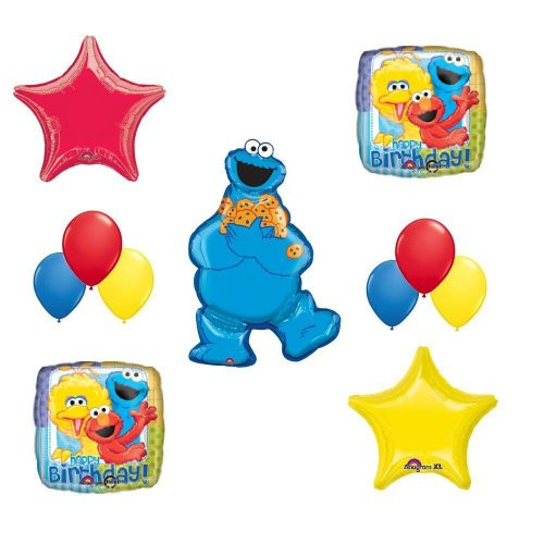 SESAME STREET COOKIE MONSTER BIRTHDAY BALLOONS elmo boys girl party supplies SET SESAME STREET COOKIE MONSTER BIRTHDAY BALLOONS elmo boys girl party supplies SET