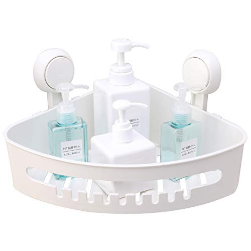 TAILI Suction Corner Shower Caddy Bathroom Shower Shelf Storage Basket Wall Mounted Organizer for Shampoo, Conditioner, Plastic Shower Rack for Kitchen & Bathroom, Drill-Free Removable