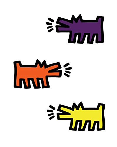 BLIK Keith Haring Barking Dogs Removable Wall Decals | Officially Licensed Keith Haring Art | Assorted Colors | Set of 3 Decals | 22 x 11 Inches
