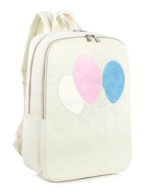 Lovely Balloon Laptop Backpack for Girls, School Bookbag Travel Daypack Bag by Leaper (Beige)