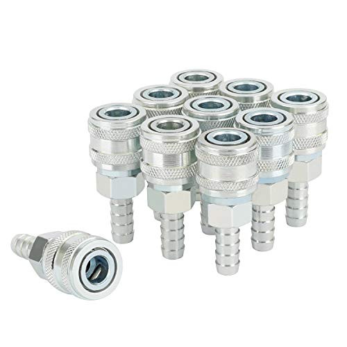 WYNNsky Air Hose Fittings Coupler with 3/8'' Hose Barb, ARO Type, 10-Piece Air Compressor Accessories Quick-Connect Coupler