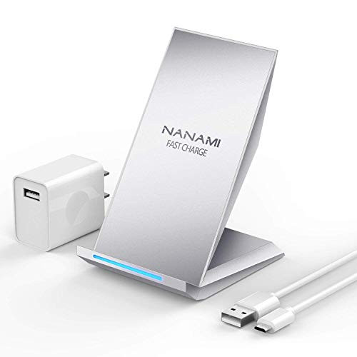 Fast Wireless Charger, NANAMI Qi Certified Wireless Charging Stand [with QC2.0 Adapter] Compatible iPhone X/XS/XR/XS Max/8/8Plus,10W Compatible Samsung Galaxy S10/S10+/S9/S9+/S8/S8+/S7/S7edge/Note9/8