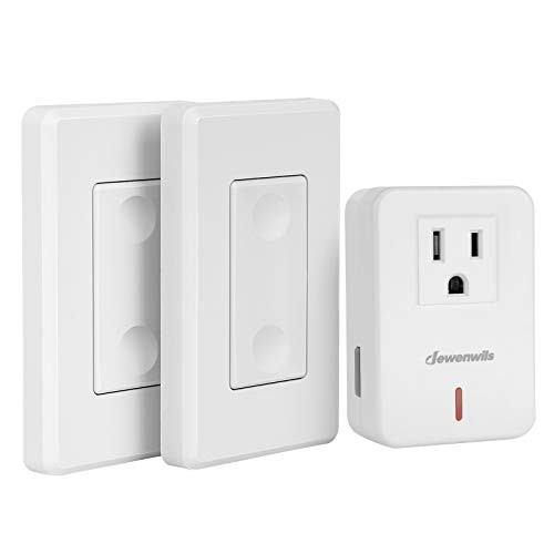 DEWENWILS Wireless Remote Wall Switch and Outlet, Plug in Remote Control Light Switch, No Wiring, Expandable, 100 ft RF Range, ETL Listed (2 Switches and 1 Receiver)