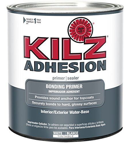 KILZ Adhesion High-Bonding Interior/Exterior Latex Primer/Sealer, White, 1 quart