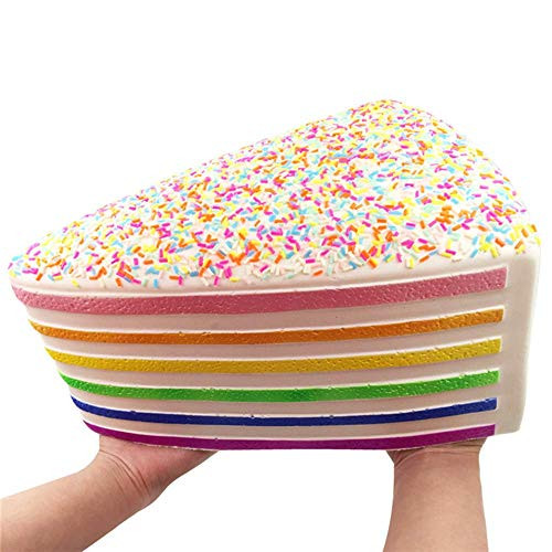 Ganjiang 10 Inches Giant Rainbow Cake Squishy Jumbo Cake Squishies Slow Rising Soft Stress Reliever