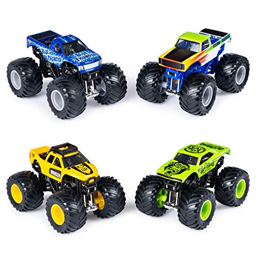 Monster Jam Official Die-Cast 1:64 Scale Double 2 Pack (Blue Thunder, Storm Damage, Bro Dozer, Gas Monkey)