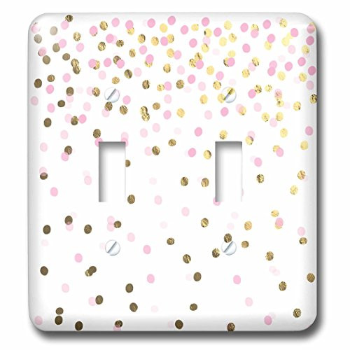 3dRose lsp_254883_2 2 Pretty Pink and Gold Confetti Pattern-Double Toggle Switch