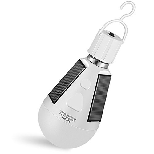 Flyhoom Portable Solar LED Light Bulb FL400-1 Emergency Lamp for Outdoor, Indoor, Camping, Power Outage, 7W, 420lm, White, Pack of 1