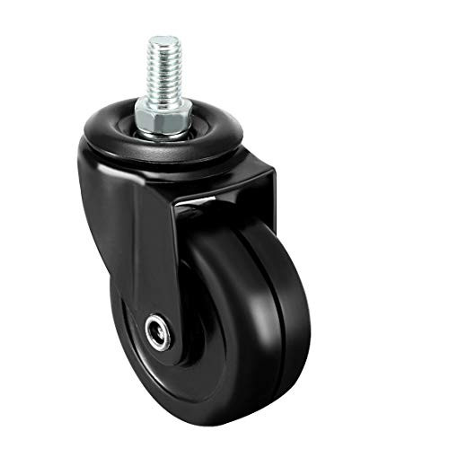 uxcell Swivel Casters 2 Inch Solid Rubber 360 Degree M8 x 15mm Threaded Caster Wheels Black 44lb Capacity Each, 8 Pcs
