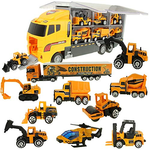 Jenilily Construction Truck Vehicle Container Car Toy Set Trucks Excavator Cement Truck Dumper Bulldozer Forklift Road Roller for Children Kids (12 in 1) Jenilily Construction Truck Vehicle Container Car Toy Set Trucks Excavator Cement Truck Dumper Bulldozer Forklift Road Roller for Children Kids (12 in 1)