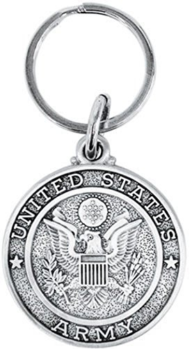 Pewter God Bless America Saint Christopher Military Medal Key Chain, 1 1/2 Inch (US Army)