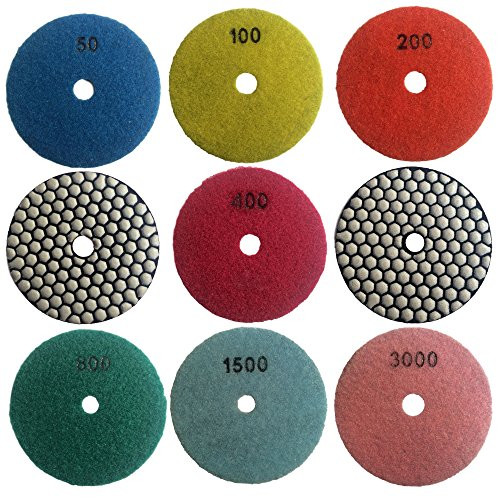 Easy Light 4" Dry Diamond Polishing Pads for Granite Marble Polisher (7 Pcs Set, Grit 50-3000) Easy Light 4" Dry Diamond Polishing Pads for Granite Marble Polisher (7 Pcs Set, Grit 50-3000)