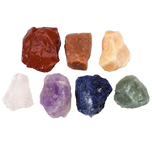 Jovivi 7 Chakra Healing Crystals Mixed Natural Rough Raw Stones for Tumbling,Cabbing,Reiki Energy - 1.57"-1.77"