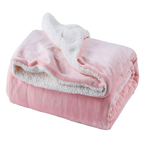 Bedsure Sherpa Fleece Blanket Throw Size Pink Plush Throw Blanket Fuzzy Soft Blanket Microfiber