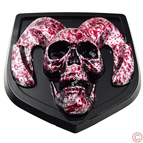 PartsTo Skull Rear Tailgate Lid Head Emblem Badge for 2009-2018 Dodge Ram 1500 and 2010-2018 Dodge Ram 2500 3500