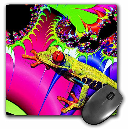 3dRose LLC 8 X 8 X 0.25 Inches Funky Frog Fractal Abstract Digital Art Mouse Pad (mp_104540_1)