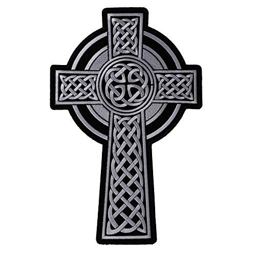Celtic Cross Large Back Patch - 7.2x11 inch. Embroidered Iron on Patch