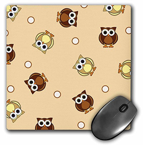 3dRose LLC 8 x 8 x 0.25 Inches Mouse Pad, Cute Brown Owl and Dot Print Taupe (mp_28536_1) 3dRose LLC 8 x 8 x 0.25 Inches Mouse Pad, Cute Brown Owl and Dot Print Taupe (mp_28536_1)