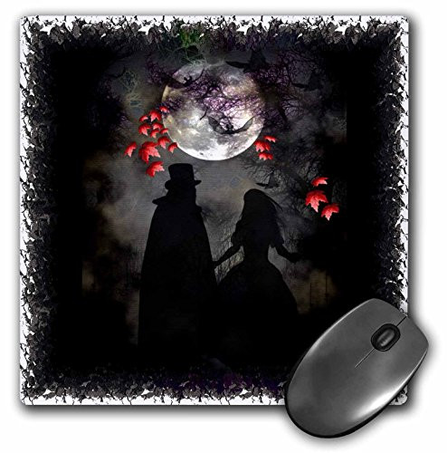 3dRose LLC 8 x 8 x 0.25 Inches Mouse Pad, Gothic Romantic Wedding Love Full Moon (mp_21484_1)