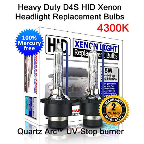 Heavy Duty D4S D4R HID Xenon Headlight Replacement Bulbs 35W Non-Mercury High Low Beam (Pack of 2) (4300K OEM Color)
