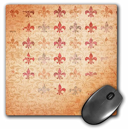 3dRose LLC 8 X 8 X 0.25 Inches Vintage Style Fleur De Lis Art Mouse Pad (mp_99404_1)