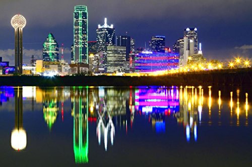 Downtown Dallas Texas Skyline Reflections Photo Art Print Huge Large Giant Poster Art 54x36 inch