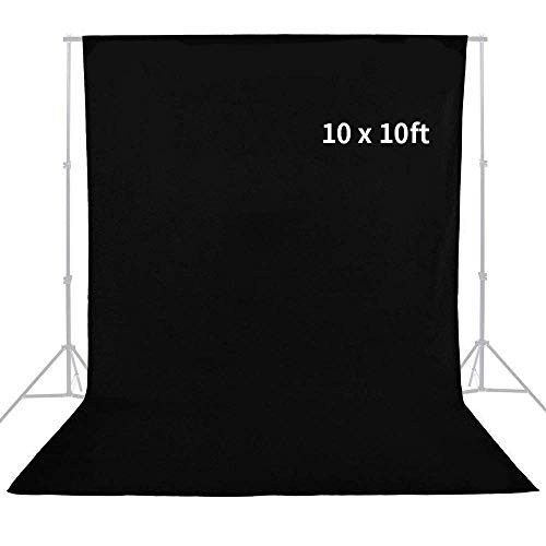 MOUNTDOG 10ft x 10ft Professional Black Photo Studio Muslin Backdrop Photography Cotton Chromakey Background Screen for Photo Video Photography (Stand NOT Included) MOUNTDOG 10ft x 10ft Professional Black Photo Studio Muslin Backdrop Photography Cotton Chromakey Background Screen for Photo Video Photography (Stand NOT Included)