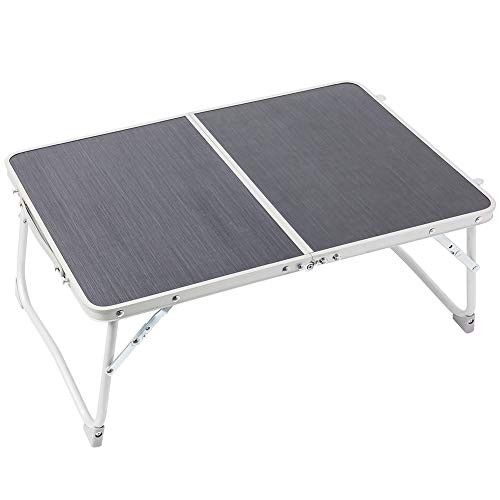 Foldable Laptop Table, Superjare Bed Desk, Breakfast Serving Bed Tray, Portable Mini Picnic Table & Lightweight, Folds in Half with Inner Storage Space - Dark Gray