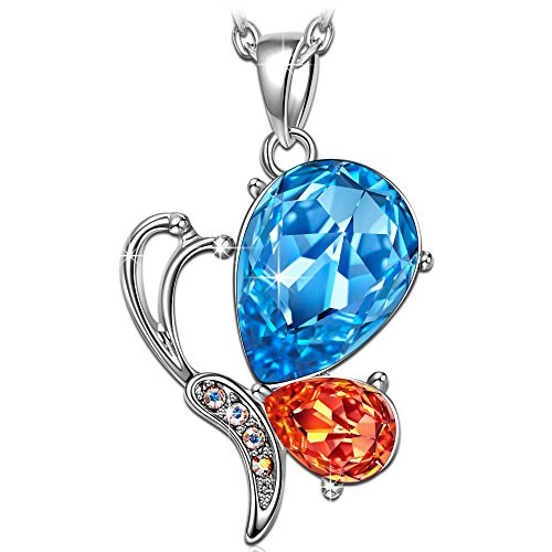 Kate Lynn Necklaces for Women Jewelry Gifts Women's Blue Crystals from Swarovski Butterfly Necklace Jewelry Anniversary Birthday Valentine Jewelry Gifts for Women Wife Girls for Her
