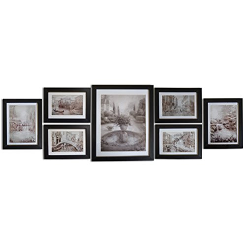 Giftgarden 7 PCS Black Picture Frames Set Wall Gallery Frame Kit, Four 4x6 and Two 5x7 and One 8x10