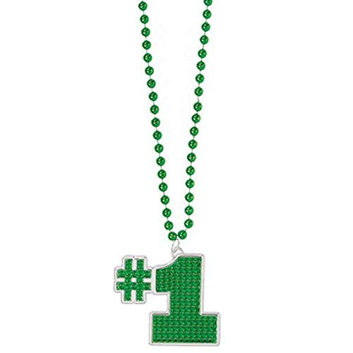 Green #1 Bling Necklace, Party Accessory, 6 Ct.