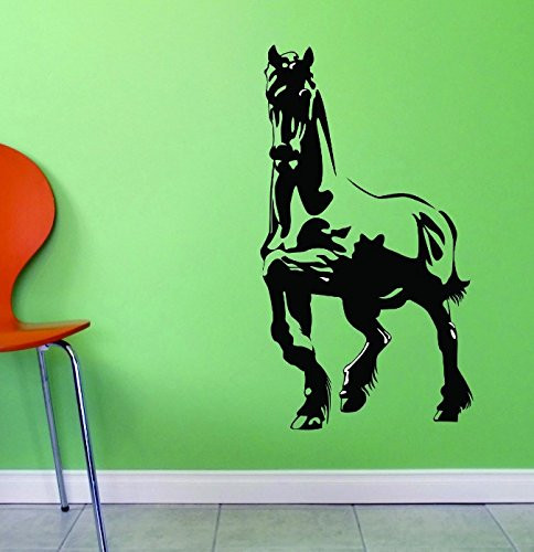 Design with Vinyl JER 666 2 Horse Vinyl Wall Decal, 14" x 28", Black