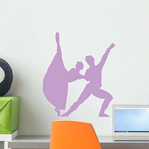 Wallmonkeys WM81731 Ballet Silhouette Couples Style 2-Lavender Peel and Stick Wall Decals (18 in H x 16 in W), Small