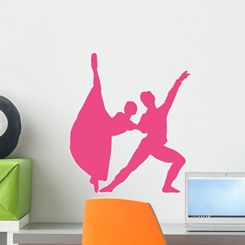 Wallmonkeys WM337798 Ballet Silhouette Couples Style 2-Hot Pink Peel and Stick Wall Decals (18 in H x 16 in W), Small