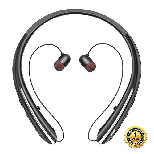 Bluenin BBH-919S Bluetooth Headphones Wireless Retractable Headset Neckband Stereo Earbuds in Ear Sweatproof Noise Cancelling Earphones with Mic (Black) Bluenin BBH-919S Bluetooth Headphones Wireless Retractable Headset Neckband Stereo Earbuds in Ear Sweatproof Noise Cancelling Earphones with Mic (Black)