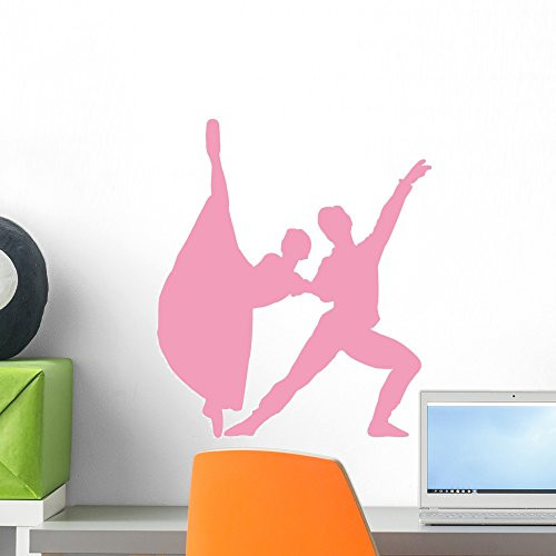 Wallmonkeys WM41772 Ballet Silhouette Couples Style 2-Pink Peel and Stick Wall Decals (18 in H x 16 in W), Small