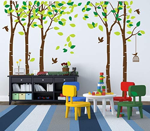 ANBER Giant Jungle Tree Wall Decal Removable Vinyl Sticker Mural Art Bedroom Nursery Baby Kids Rooms Wall Décor