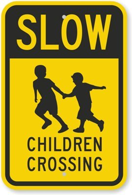 "Slow - Children Crossing" Sign By SmartSign | 12" x 18" 3M High Intensity Grade Reflective Aluminum "Slow - Children Crossing" Sign By SmartSign | 12" x 18" 3M High Intensity Grade Reflective Aluminum