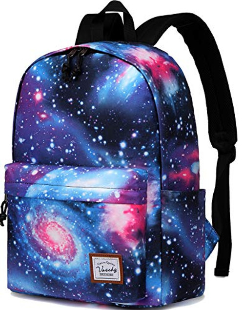 School Backpack for Girls,VASCHY Water Resistant Durable Casual Schoolbag Bookbag for Middle School Students in Blue Galaxy