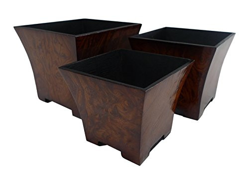 Cheung's FP-2627-3R Burl Print Square Tapered Planter| Set of 3| Small