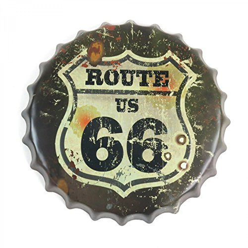 Vintage Parts 323910 Route 66 Bottle Cap Display Sign - Baked Enamel