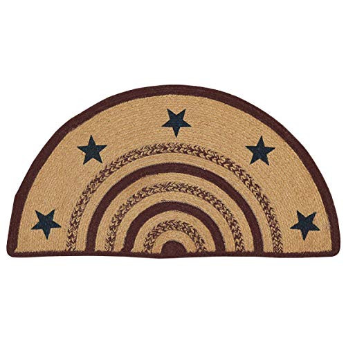 VHC Brands Americana Primitive Flooring - Potomac Tan Stenciled Stars Half Circle Jute Rug VHC Brands Americana Primitive Flooring - Potomac Tan Stenciled Stars Half Circle Jute Rug