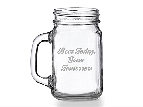Chloe and Madison"Beer Today Gone Tomorrow" Mason Jar Mug, Set of 4