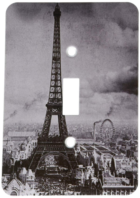 3dRose LLC lsp_6793_1 Eiffel Tower Paris France 1889 Black and White, Single Toggle Switch