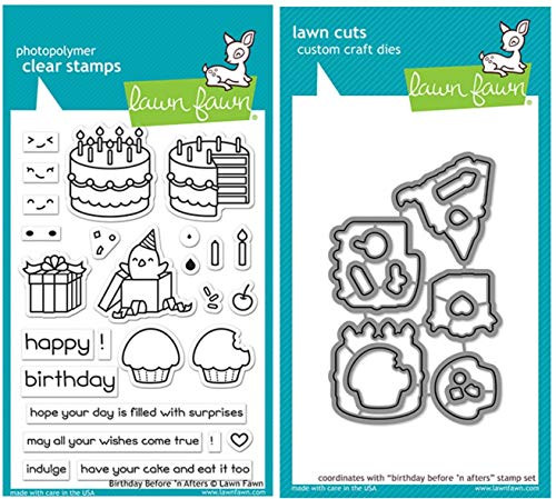 Lawn Fawn Birthday Before 'n Afters Clears Stamps and Coordinating Custom Craft Dies, Bundle of Two Items (LF1958,LF1959) Lawn Fawn Birthday Before 'n Afters Clears Stamps and Coordinating Custom Craft Dies, Bundle of Two Items (LF1958,LF1959)