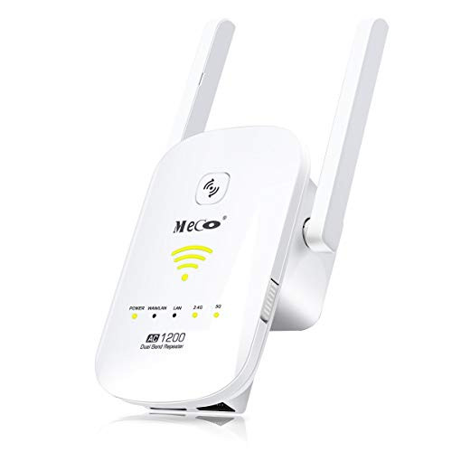WiFi Range Extender, MECO 1200Mbps WiFi Repeater Dual Band 2.4/5GHz Wireless Signal Booster Amplifier Supports Router Mode/Repeater/Access Point, Easily Setup and Seamless Roaming