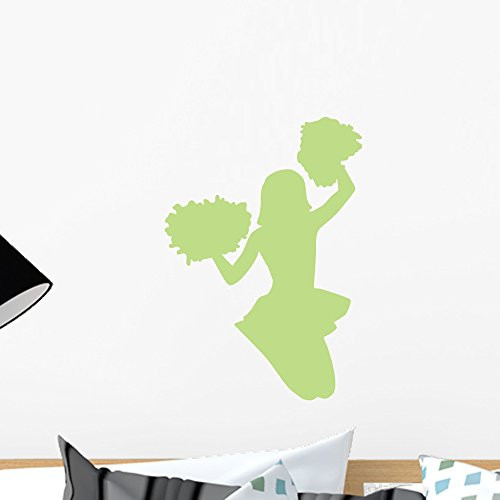 Wallmonkeys WM129629 Cheer Silhouette Style 2-Lime Green Peel and Stick Wall Decals (18 in H x 14 in W), Small