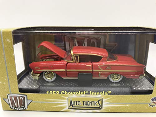 M2 Machines Limited Chase Car with Gold Or Special Wheels & Unique Design Auto-Thentics 1958 Chevrolet Impala 1:64 Scale Well Kept Item 12-26 Red/Gold Details Like NO Other! M2 Machines Limited Chase Car with Gold Or Special Wheels & Unique Design Auto-Thentics 1958 Chevrolet Impala 1:64 Scale Well Kept Item 12-26 Red/Gold Details Like NO Other!