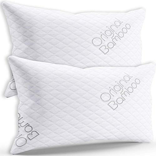 Premium Luxury Pillows for Sleeping - 2 Pack Shredded Memory Foam Adjustable Firm or Soft Loft Standard Queen Pillow Cooling Removable Soft Cover - Side Sleepers, Back Sleepers
